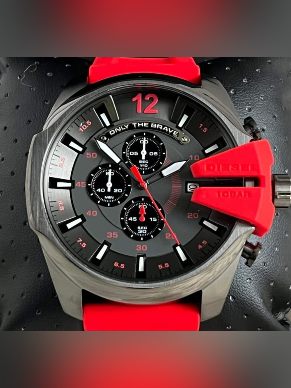 DZ4427 - Diesel Men’s Mega Chief Chronograph Gunmetal Red Silicone Watch